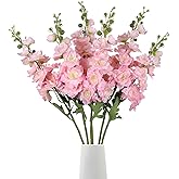 Rzoukler 6pcs Delphinium Artificial Flowers Pink Silk Larkspur Artificial Flowers 29.52" Long Stem Fake Flowers Bulk for Tall Vase Home Garden Wedding Centerpieces Arrangement Decor(Pink)