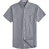 MUSE FATH Men's Casual Oxford Short Sleeve Regular Fit Chest Pocket Dress Shirt
