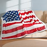 Tirrinia American Flag Blanket Sherpa Fleece Throw, Patriotic Blanket for 4th of July, Veterans Day, USA Decorations, Red White and Blue Reversible Soft Army Gift for Bed Couch Sofa 50"x60"