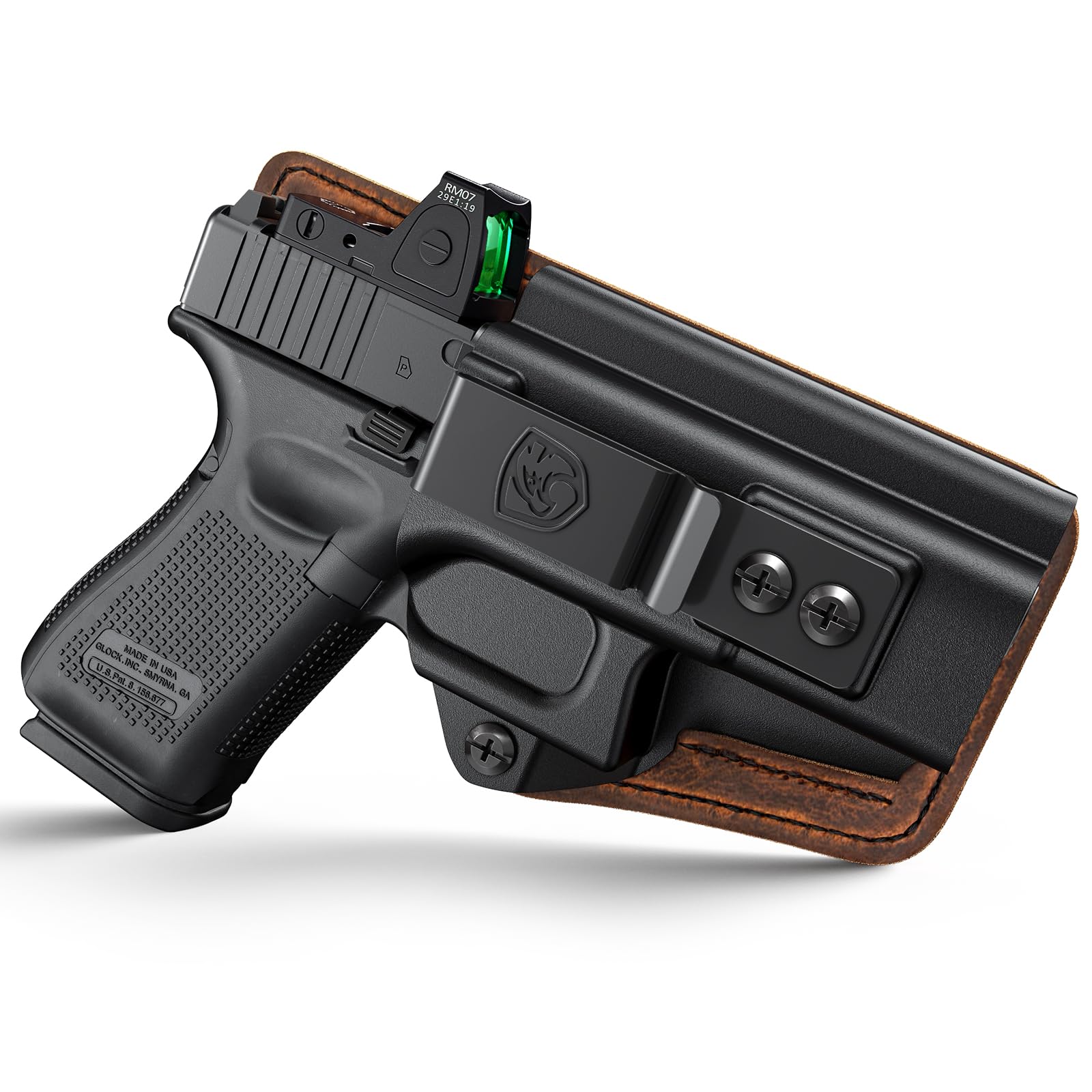 Photo 1 of G19 IWB Holster - Compatible with Glock 19/19X (Gen 3-5) Glock 44/45 Glock 23/32 (Gen 3-4) - Right Hand - Inside Waist Concealed Carry Accessories - Kydex and Leather Hybrid by MUNALO