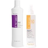 Fanola No Yellow Purple Shampoo &amp; Nutri One 10 Actions Hair Spray, 2 Count | Cleansing Wash Controls Brassiness for Blonde &amp; Bleached Locks, Leave-In Conditioner Hairspray Smooths Dry, Damaged Strands