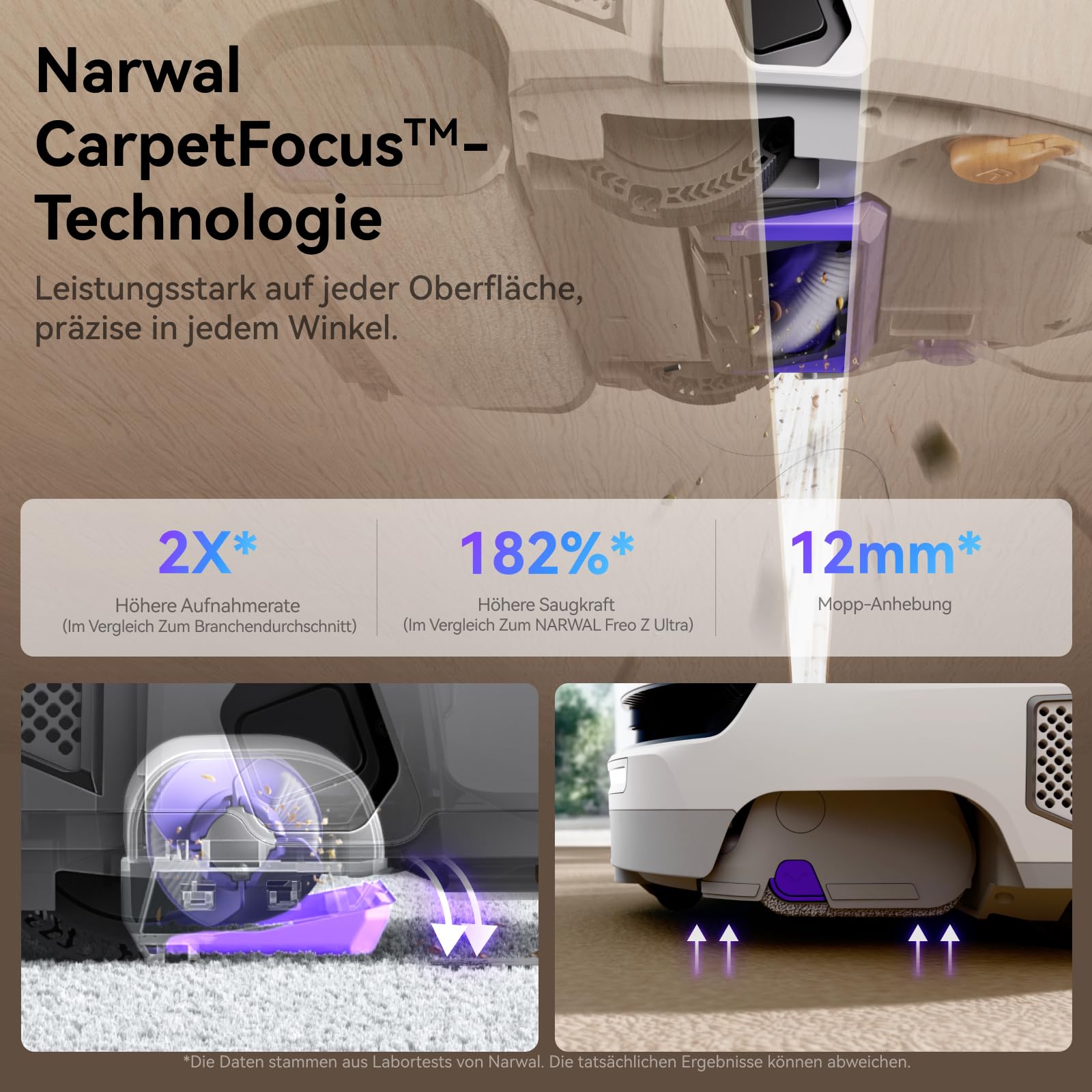 NARWAL Flow Saugroboter mit Wischfunktion, FlowWash-Moppsystem mit Echtzeit-Selbstreinigung, 22.000 Pa Wischroboter, Tierhaare DualFlow Tangle-Frei, 45-80°C Spülen und Heißlufttrocknung, Absaugstation 6