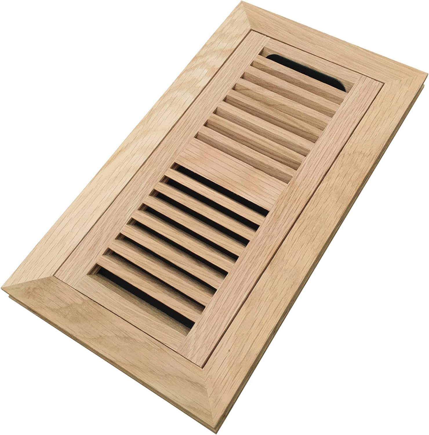Registers, Grilles & Vents - Homewell White Oak Wood Floor Register, Flush Mount Vent with Damper, 4x10 Inch, Unfinished