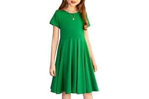 Arshiner Girl's Summer Dresses Short Sleeve Casual Holiday Skater Twirl Dress with Pockets