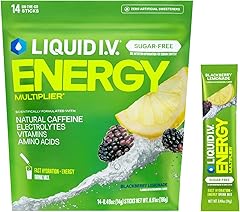 Liquid I.V.® Hydration Multiplier Sugar-Free + Energy - Blackberry Lemonade | Electrolyte Powder Drink Mix | 1 Pack (14 Servi