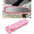 bylikeho Rear View Mirror Cover,Rearview Mirror Decor,Car Accessories Elastic Plush Auto Rear View Mirror Protector,Car Rearview Mirror Cover,Automotive Interior Decoration for Car,SUV,Truck,RV (Pink)