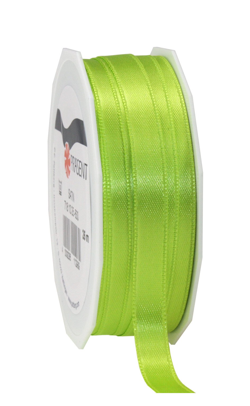 PRÄSENT C.E. Pattberg SATIN light green gift ribbon, 27 yards for Wrapping Gifts, 0.39 inches width, Ribbon for Decorating & Crafting, Decorative Ribbon for Gifts, for every occasion