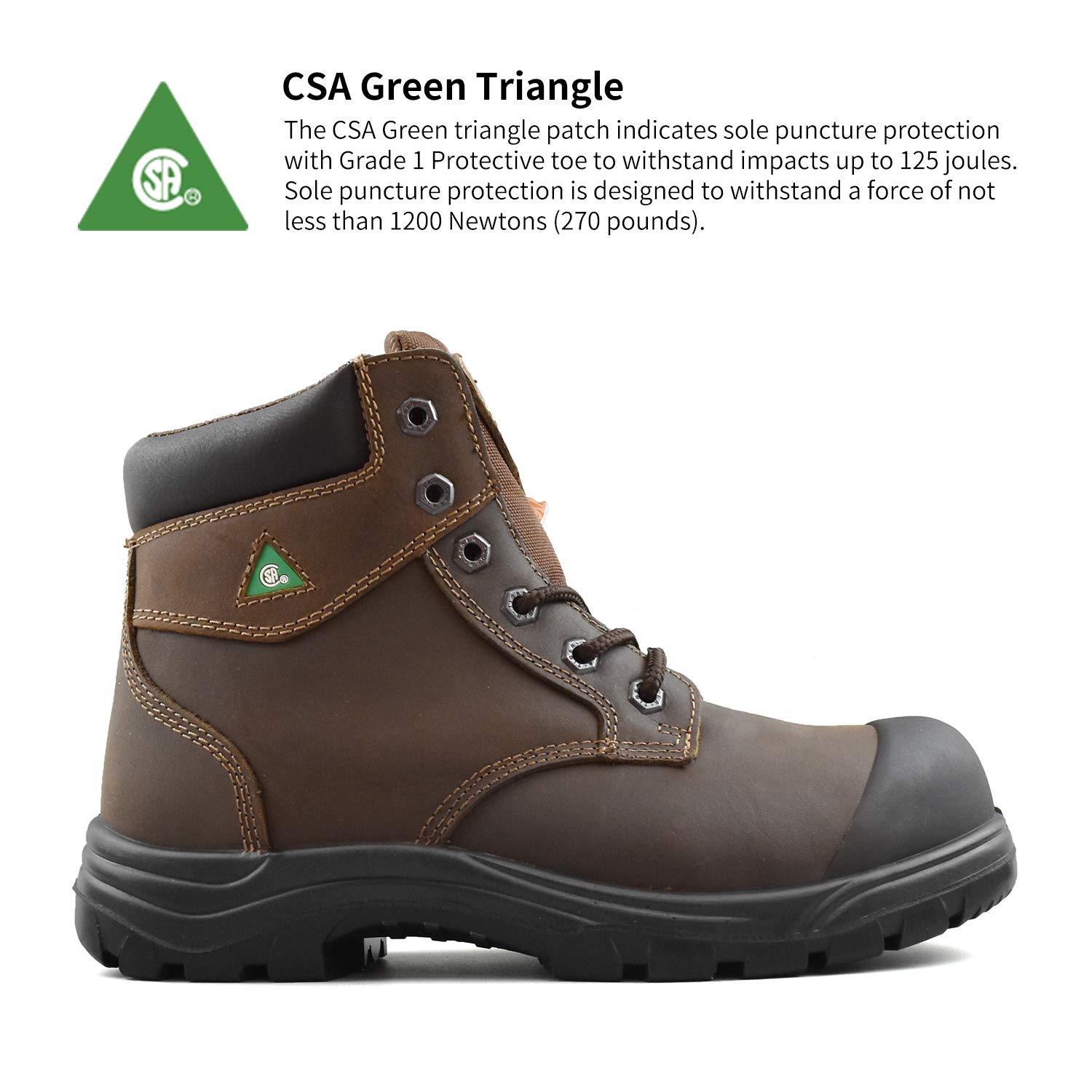 steel toe boots green triangle