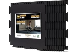 Rubber King 10 Piece Interlocking Tiles 19" x 19" x 6mm - 100% Recycled Rubber Gym Floor Tiles, Exercise Mat for Home Gym, An