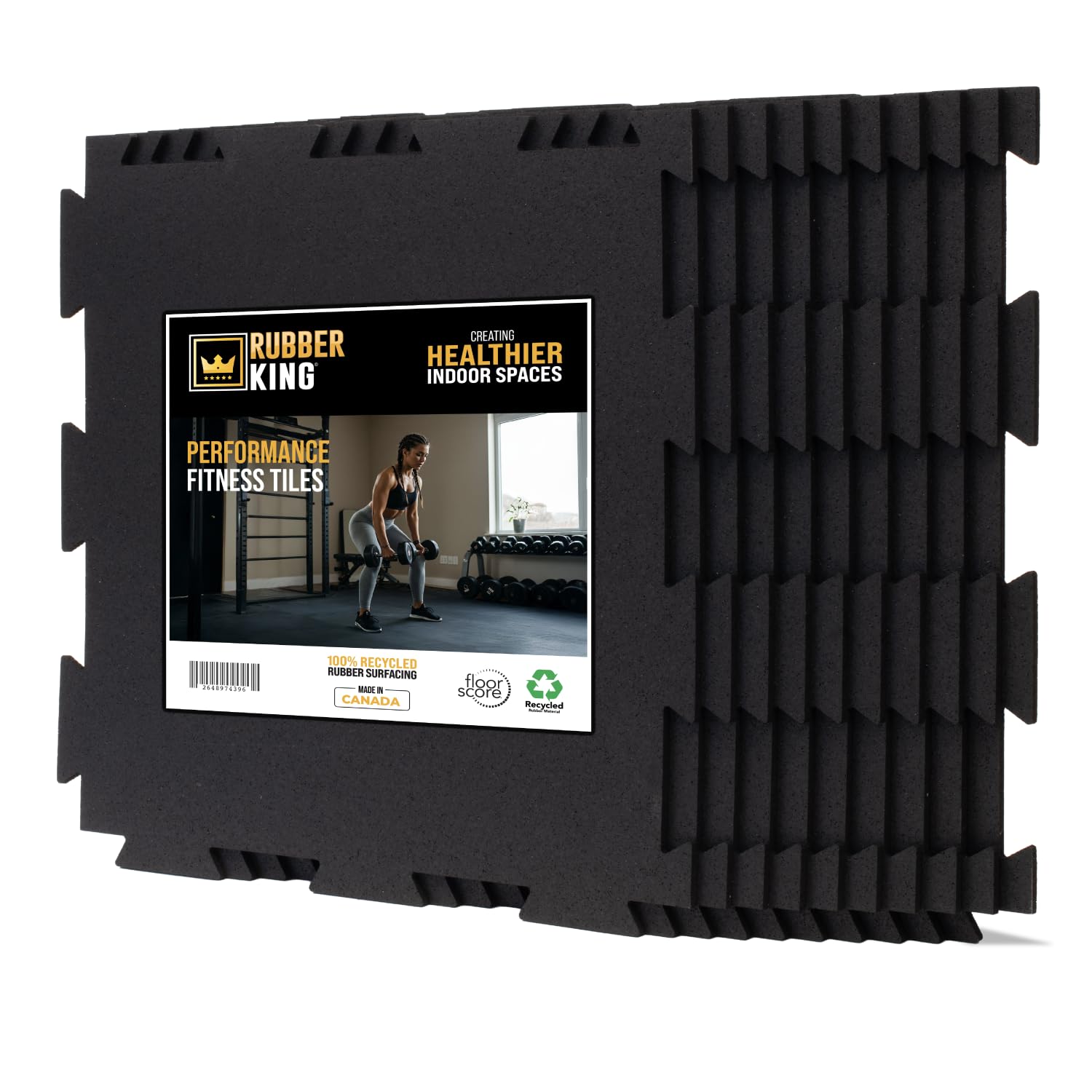 Rubber King Interlocking Tiles โ Best Indoor Gym & Exercise Performance Flooring 19โ x 19โ- 6mm 10pc (Black)