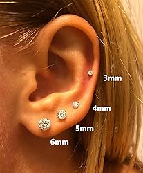 4Pairs Silver Studs Earrings Set for Women