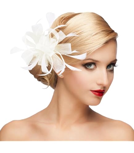 Amazon.com: Handmade Vintage Feather Flowers Headdress  display picture 1