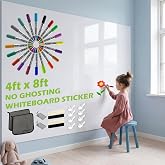 AFMAT Whiteboard Sticker for Wall, 4x8ft White Board Paper, Super Sticky Dry Erase Wallpaper, Peel and Stick Dry Erase Board with 20 Markers, No Ghosting Whiteboard Paper for Home Office Classroom