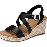 SHIBEVER Women's Platform Wedge Sandals: Espadrille Open Toe Ankle Strap Wedges, Comfortable Dressy Summer Platform Sandals