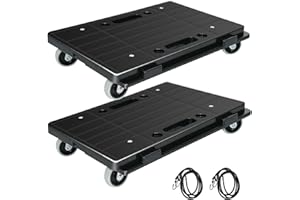 AQNIEGEP Furniture Dolly, Furniture Movers Dollys with Wheels, Moving Dolly 4 Wheels Heavy Duty, Dolly Cart with 2 Bungee Cords, 16in x 11in, 500 lbs Capacity, 2 Pack