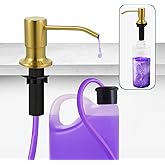 SBEN Built-in Kitchen Sink Soap Dispenser – Stainless Steel Pump, 17 oz Bottle and Extension Tube Kit 47", Upgraded Metal Check Valve, Countertop Hand Soap & Lotion Dispenser (Gold Brushed)