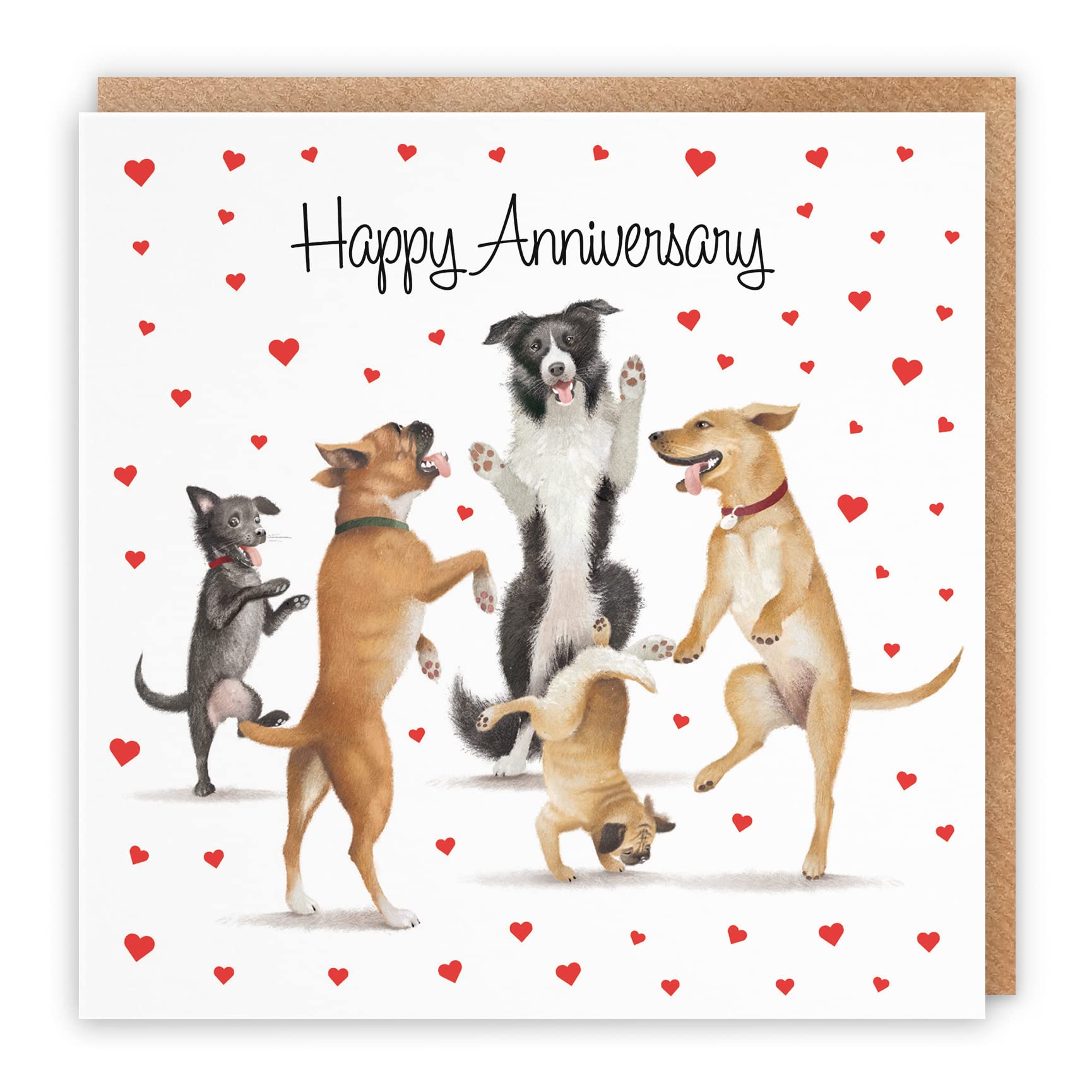 Hunts England Anniversary Card For Couples, Him Or Her - Dancing Dogs - Happy Anniversary - Anniversary Card For Couple, Wife, Husband, Boyfriend, Girlfriend - Milo's Gallery Collection