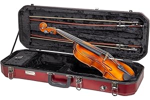 Crossrock 4/4 size Violin Case | ABS Molded Hardshell with Interior Compartment, 2 Bow Holders, Security Lock, and Detachable