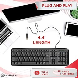 Retail Digitals Wired Keyboard | Full-Sized