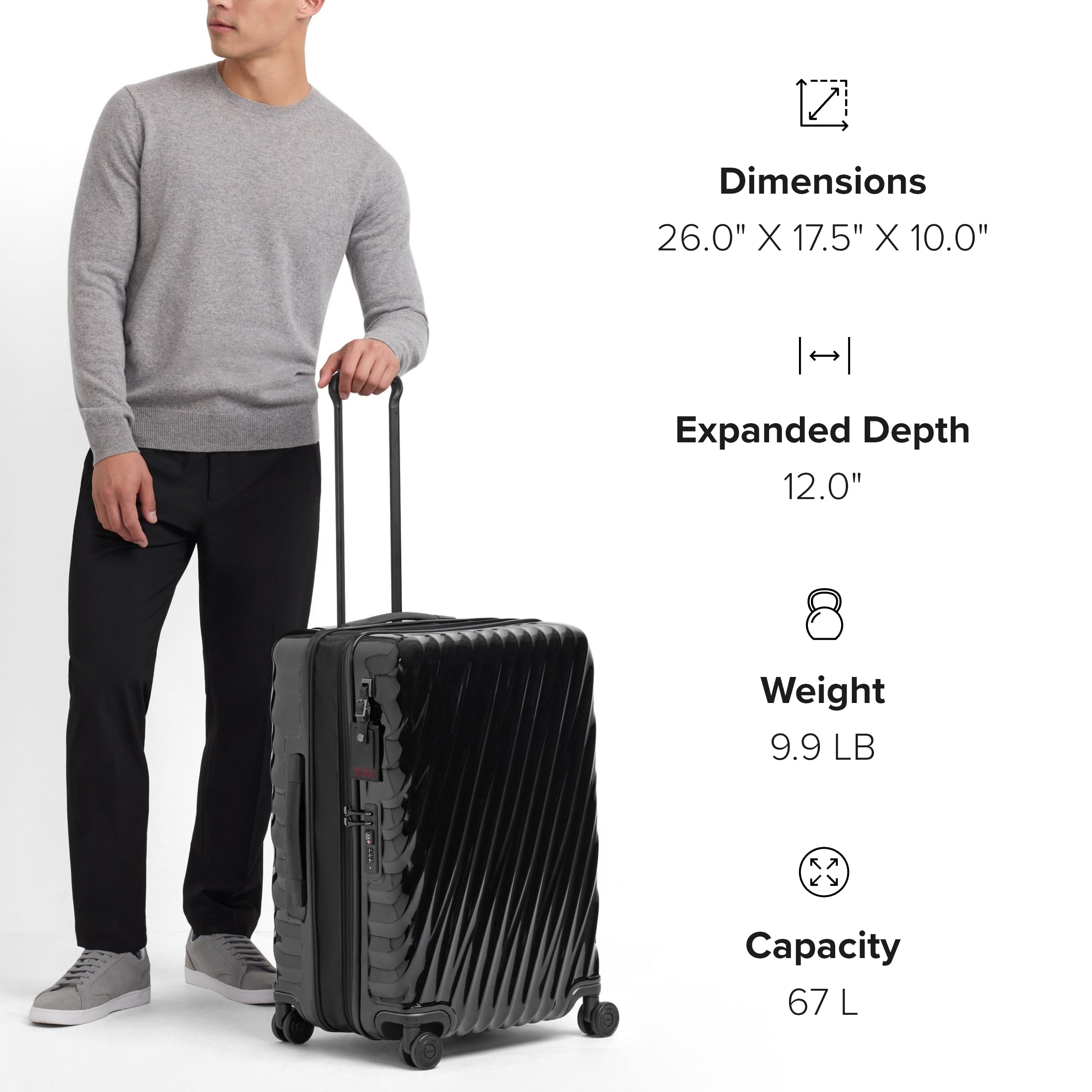 TUMI 19 Degree Short Trip Expandable 4 Wheeled Packing Case - Hard Shell Suitcase - 26.0