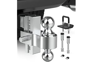 DEEAGLE Aluminum Adjustable Trailer Ball Hitch Fits 2 inch Receiver 4 inch Drop/Rise Hitches, Truck Tow Hitch with Hitch Tightener & 2 Pin Locks, 12,500LBS GTW