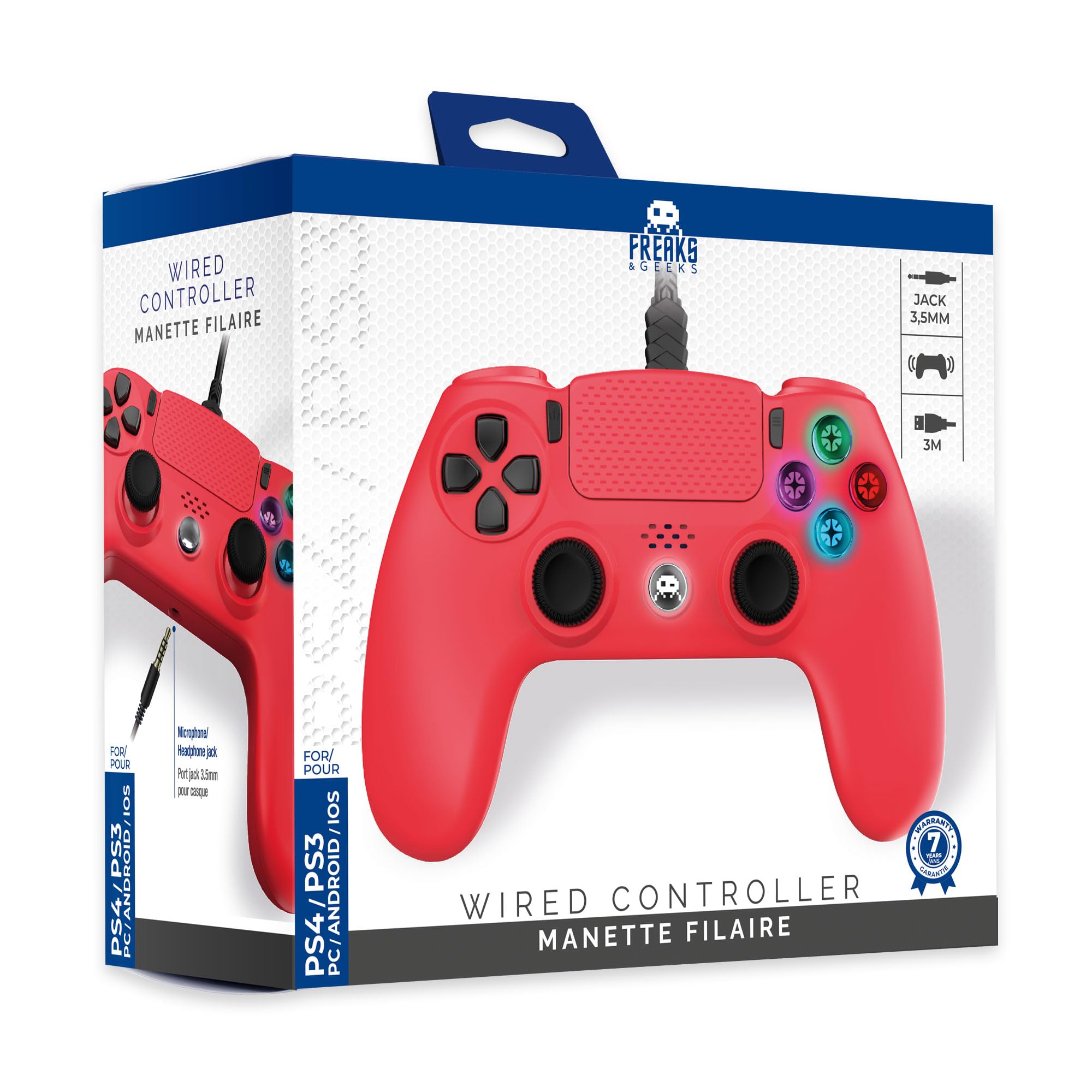 Freaks and Geeks - Wired Controller for PS4 with 3M Cable - Red