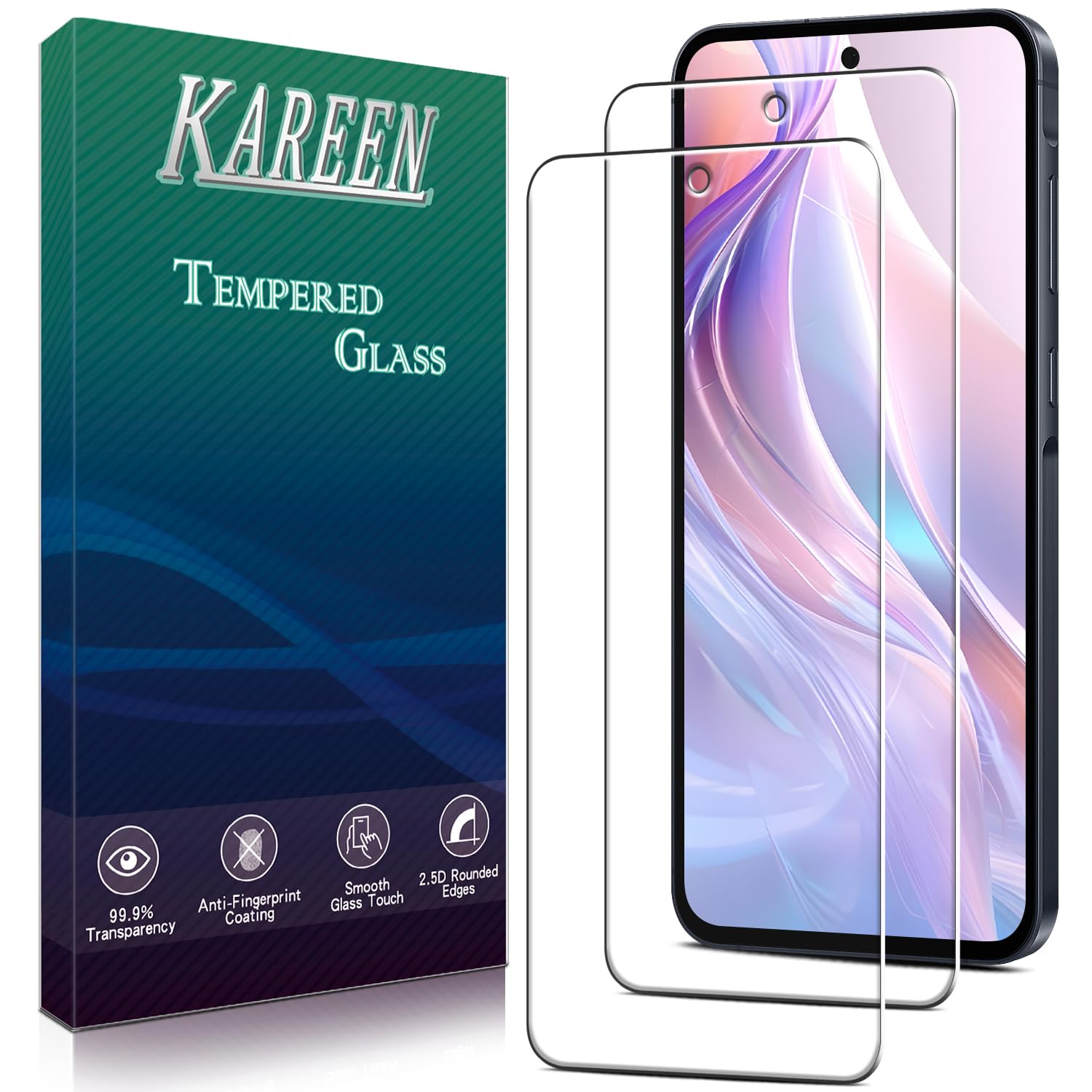 Photo 1 of KAREEN [2-Pack For Samsung Galaxy A55 5G Tempered Glass Screen Protector, Anti Scratch, Bubble Free, Case Friendly, 9H Hardness, Easy to Install