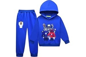 Fodogsh Boy's Skibidis Hoodie Toilets Pullover Sweatshirt Pants Set 2 Pieces Sweatsuit Outfits for Kids Game Gifts