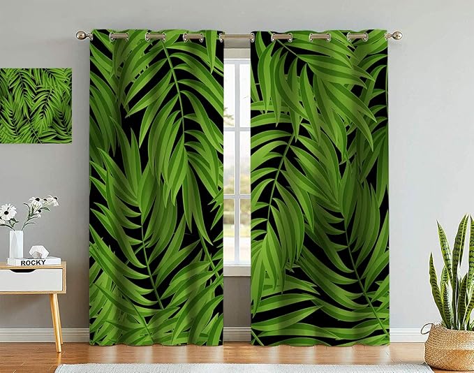 Bojoodecor Tropical Window Curtains with Grommets, Summer Exotic Pattern with