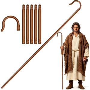 Adjustable Shepherd Staff,Plastic Shepherds Hook Prop Detachable Wizard Walking Cane Stick for Halloween Cosplay,Nativity Par