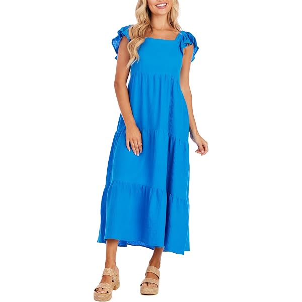 short sleeve sundrenched maxi dress in sapphire combo Sundrenched Short-Sleeve Maxi Dress ~ Free People  Arizonia Rose