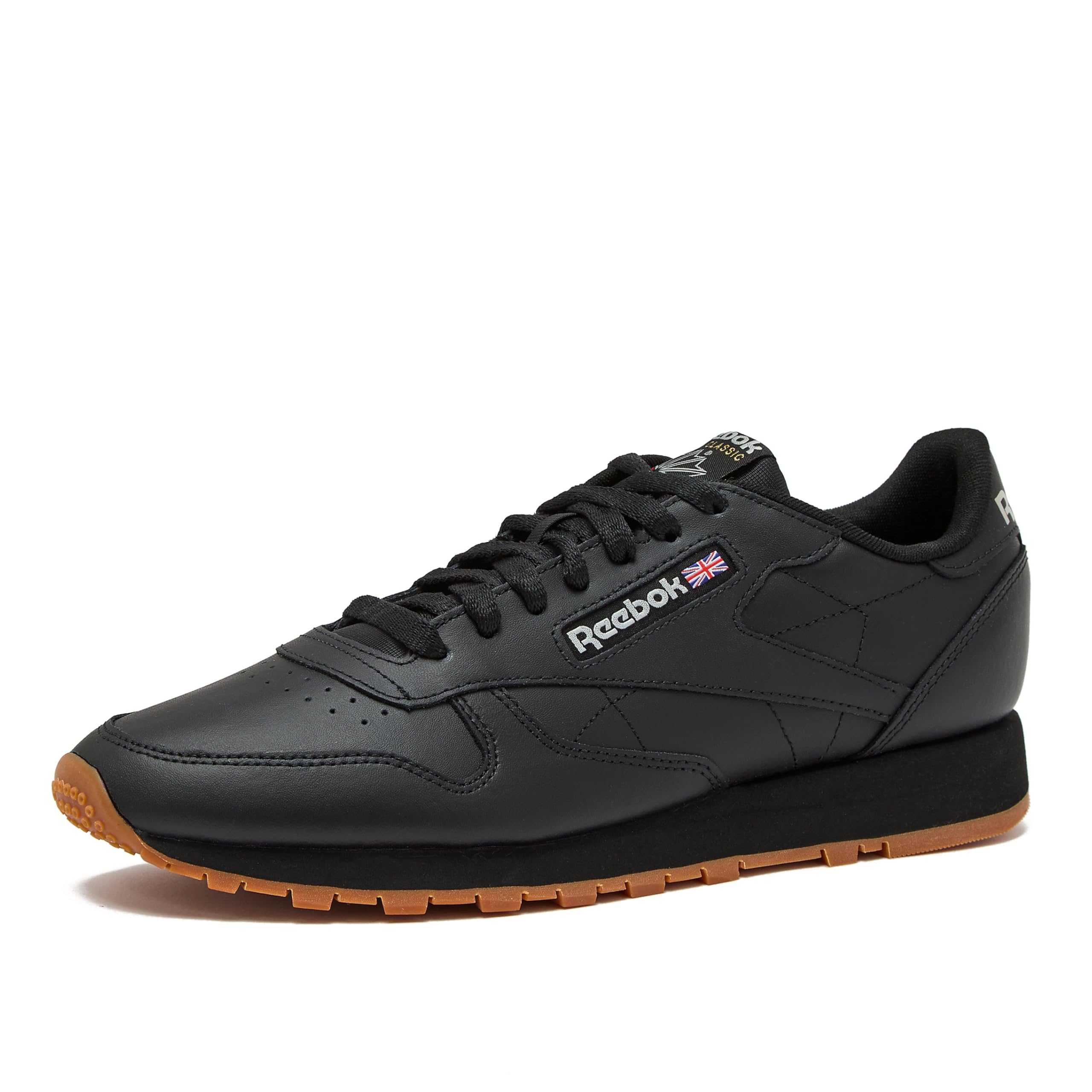 Reebok Classic Leather Sneakers for Men - Black or White Tennis Mens Shoes, Core Black/Pure Grey5/Reebok Gum3, 3.5 Image