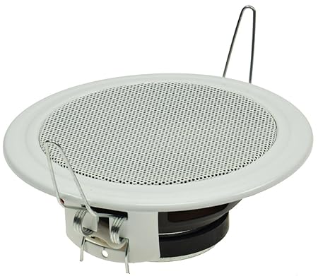 Decken- & Wand Einbaulautsprecher CTE-W weiß Metallschutzgitter Halteklammern 8 Ohm einfache Montage (Ø 135mm, 60 Watt, Weiss