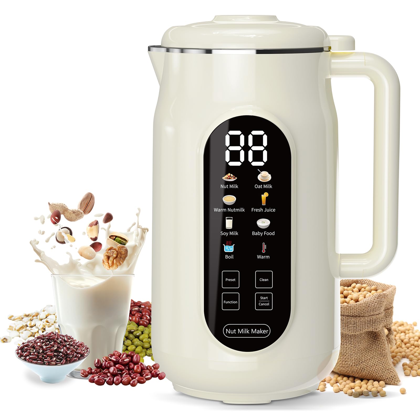 Photo 1 of 10 in 1 Nut Milk Maker Machine, 42oz IMD Screen Almond Milk Maker, Soy Milk Maker with Self-Cleaning, Delay Start, Keep Warm, Boil Water, Automatic Plant-Based Milk Blender for Soybean, Oat, Coconut