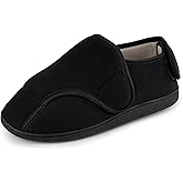 TIESTRA Men's Memory Foam Diabetic Boots Slippers Lightweight Comfortable Breathable No Sweat Edema Swollen House Shoes Adjustable Extra Wide Indoor/Outdoor Slip On Bedroom Slipper