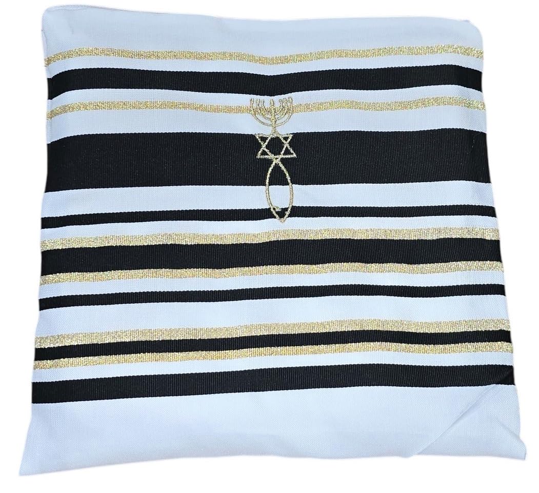 Bethlehem Gifts TM Messianic Tallis Prayer Shawl Tallit 72" x 22" from Jerusalem, Black, 72" * 22"