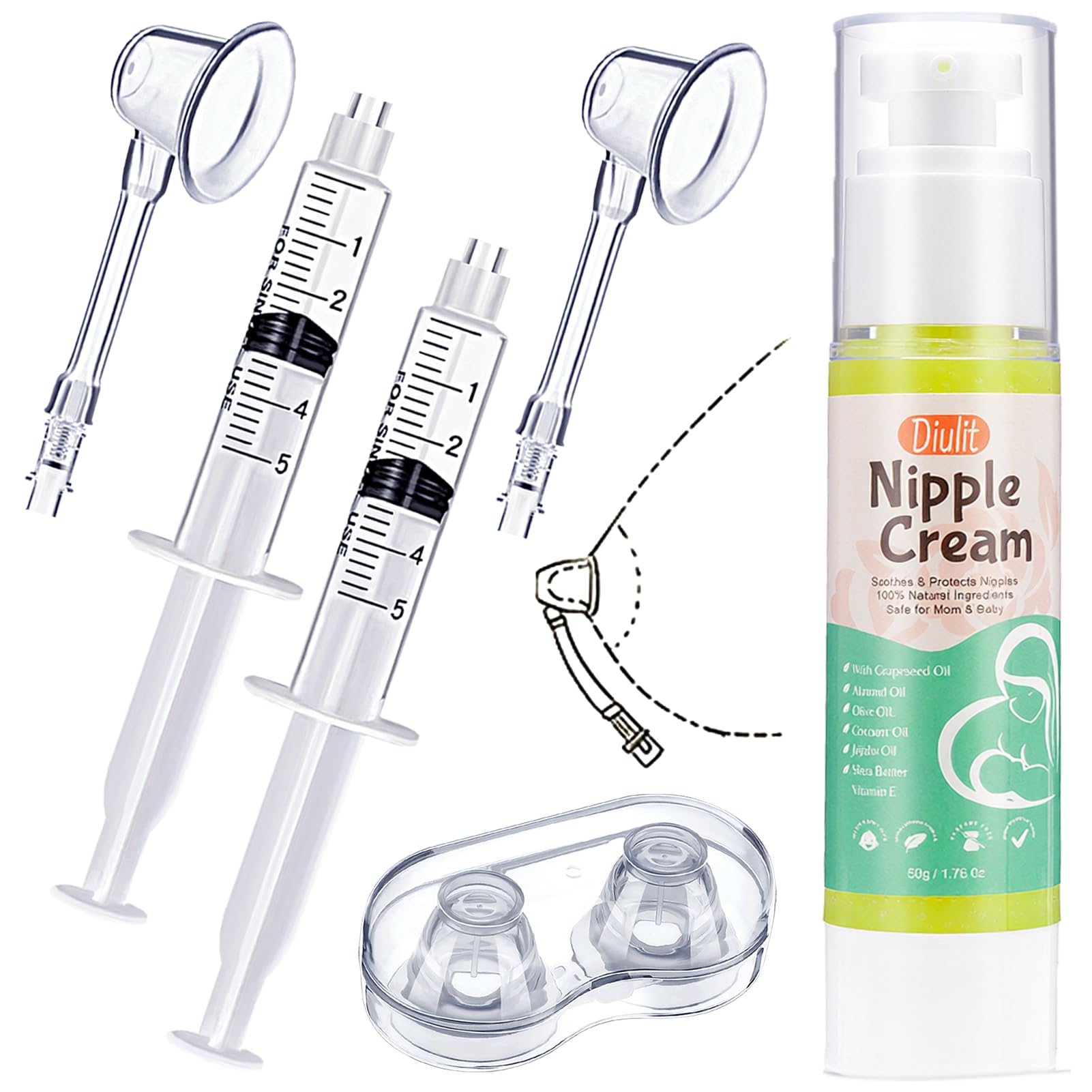 Photo 1 of Inverted Nipple Correction Kit with Niplette Suction Device, Nipple Suckers for Pressure & Organic Cream – Reusable Corrector for Inverted, Flat & Shy Nipples, Discreet Pain Free Solution for Moms