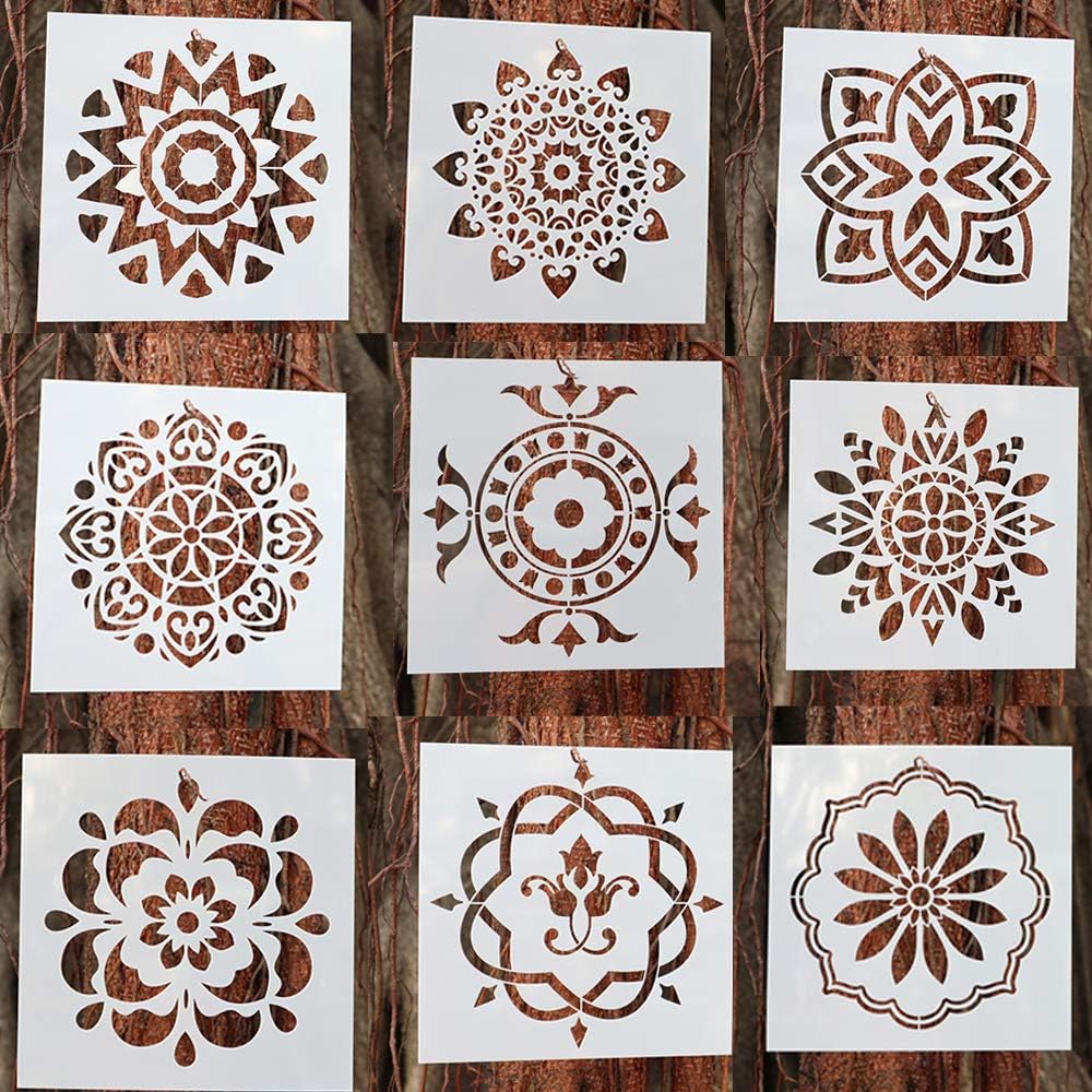 BAISDY Wall Painting Stencils Template (6X6 inch) Reusable Airbrush Painting Stencil for Floor Tiles Fabric Glass (Style 2)