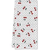 SereneHanctuary Cherry Fruit Kitchen Towels, Cherry Gifts for Women Dish Tea Towels, Rustic Cottagecore Cute Cherries Fruit Decorative Hand Towel for Kitchen Bathroom, 16x24 Inch