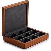 Oirlv Solid Wood Ring Jewelry Box Organizer Earrings Jewelry Drawer Organizer Tray with Lid (Grey 9 Grid Box)