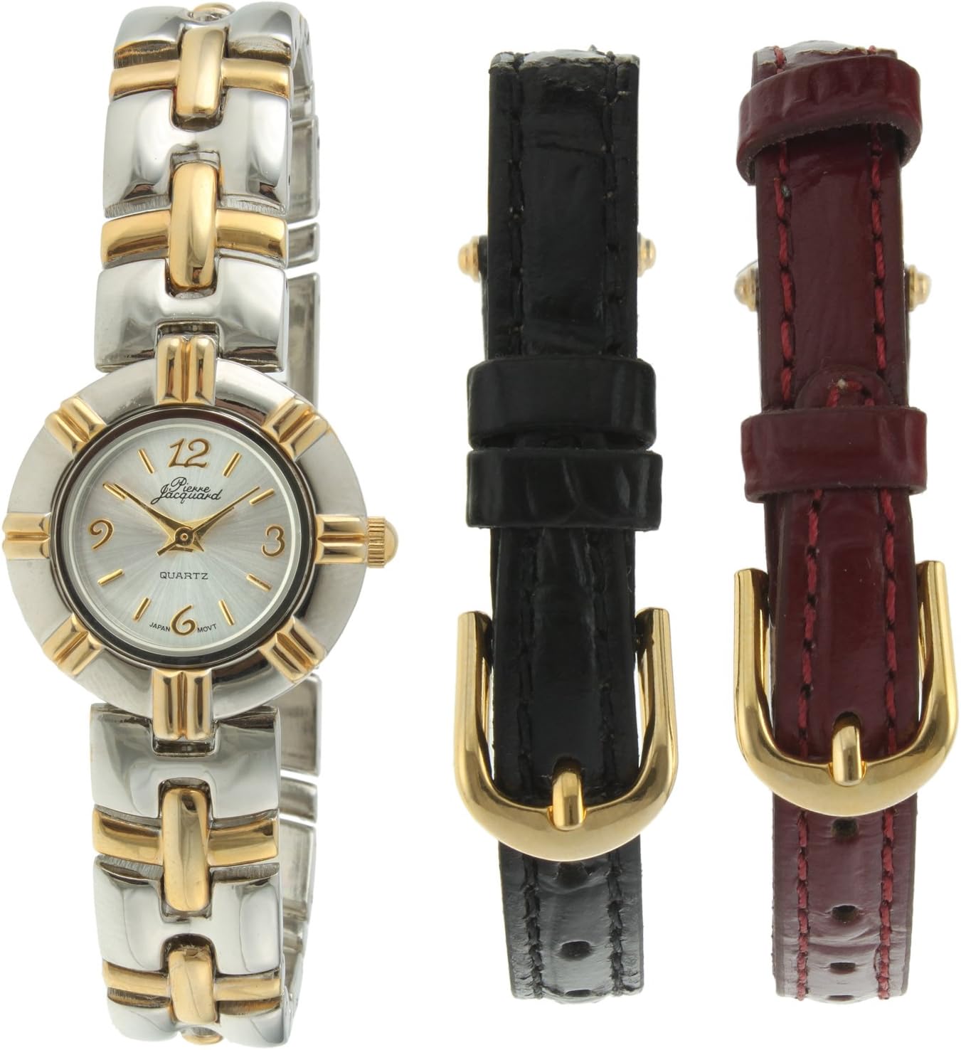Pierre Jacquard ST2 Women's Two-Tone Strap & Bezel Gift Set Watch