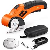 UTUKO Electric Cardboard Cutter, 3500mAh Cordless Electric Scissors | 800RPM Brushless Motor, LED Light, Tungsten Steel Blade, 80-Min Runtime, Heavy Duty for Cardboard &amp; Carton masking tape