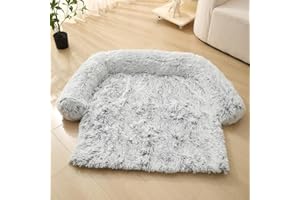 JanflyHome Pet Couch Bed, Washable Cat Beds for Large Medium Small Dogs & Cats, Fluffy Cat Couch, M, Grey