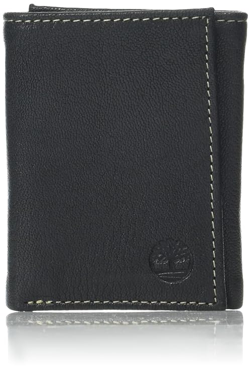 Timberland Men's Genuine Leather Rfid Blocking Trifold Wallet, Black, One Size