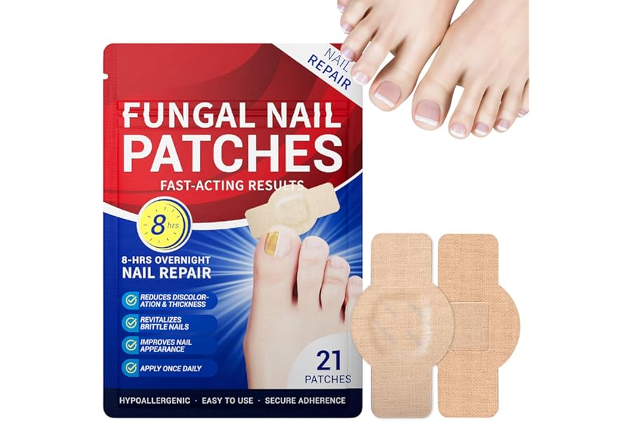 Toenail Fungus Treatment Extra Strength – 21 Pcs Fungal Nail Patches, 8-Hour Firm Adhesion, Nail Repair for Damaged Nails, Overnight Renewal for Men and Women