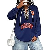 Verdusa Women's Y2K Jersey Shirt Lace Up Oversized Sweatshirts Streetwear Pullover Tops