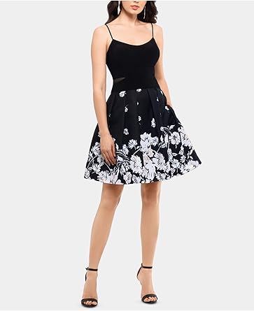 xscape black floral dress