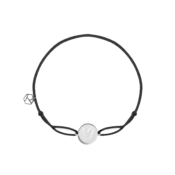 prettique Damen Armband aus Nylon Stoff in schwarz mit Anhänger mit Spruch Gravur aus 925 Sterlingsilber