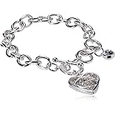 Guess Toggle Chain Bracelet with Logo Heart Link Charm Bracelet