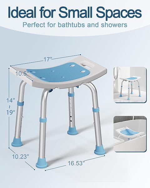HOMLAND SHOWER CHAIR FOR INSIDE SHOWER, 400 LBS ADJUSTABLE SHOWER STOOL WITH SUCTION FEET, SHOWER SEAT FOR INSIDE TUB BATHROOM BENCH BATH CHAIR FOR ELDERLY AND DISABLED – LIGHT BLUE